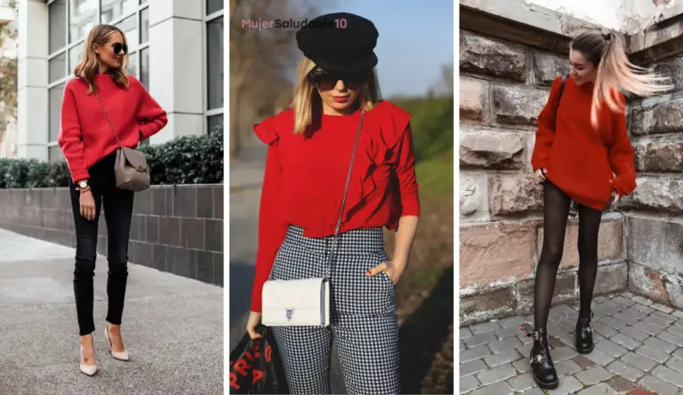 Ideas para combinar un suéter rojo tejido